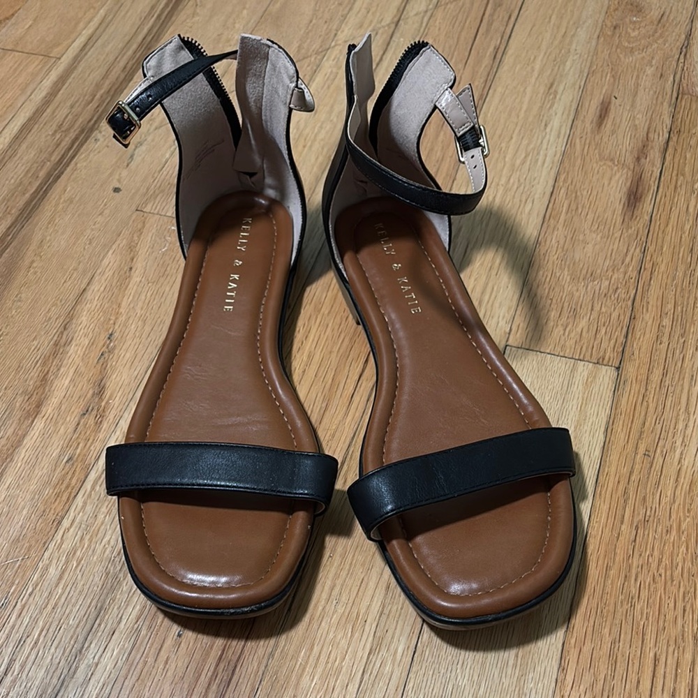 Kelly & Katie Black and Brown Minimalist Sandals